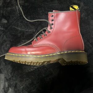 Red Leather Lace-Up Boots